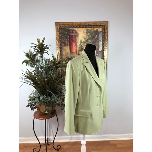 Liz Claiborne Suits Women Size 10 Lapel Notch Collar 3 Button Closure Lime Green - Picture 2 of 9
